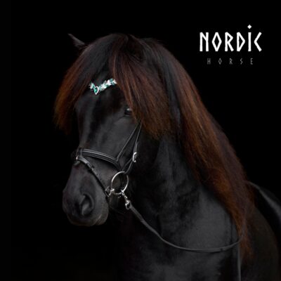 Nordic Horse nakkerem og Pandebånd Green Leaves